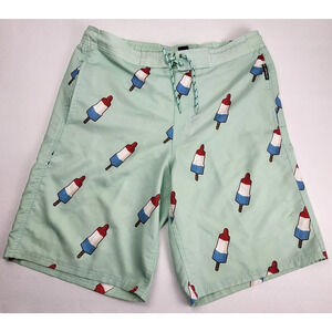 Airwalk Swim Trunks Mens S Board Shorts Mint Bomb Pop Popsicles Size S 13847